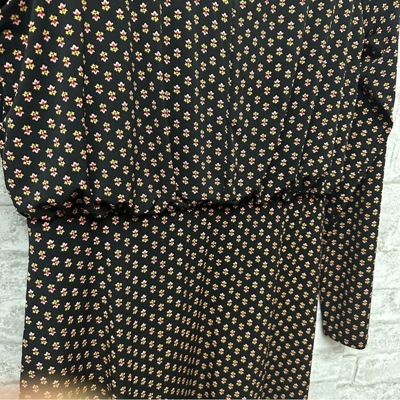 Loft floral print dress women’s size 4P black‎ cinched waist - Picture 5 of 7